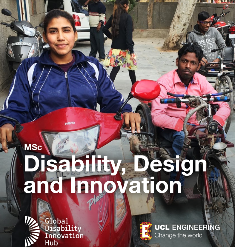 Course flyer showing a woman on a moped and a man on an adapted bike