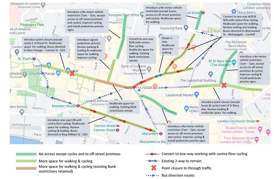 Some of London's busiest roads will be CLOSED to cars to make room for bikes and pedestrians